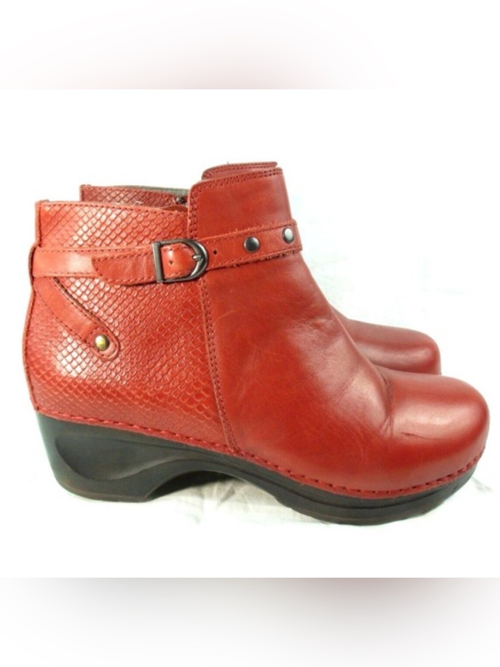 Sanita Danish Designs Dakota Red Leather Comfort Clog Boots EU 40 US 9